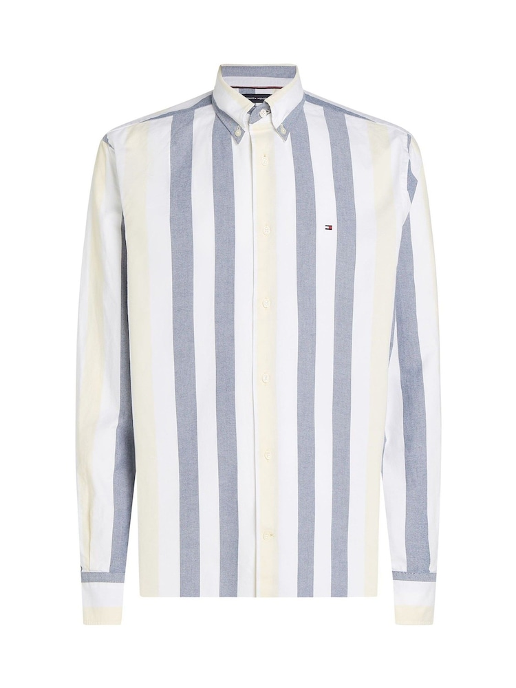 Tommy Hilfiger White Relaxed Heritage Stripe Oxford Shirt - Image 2 of 3 Tommy Hilfiger White Relaxed Heritage Stripe Oxford Shirt - Image 2 of 3