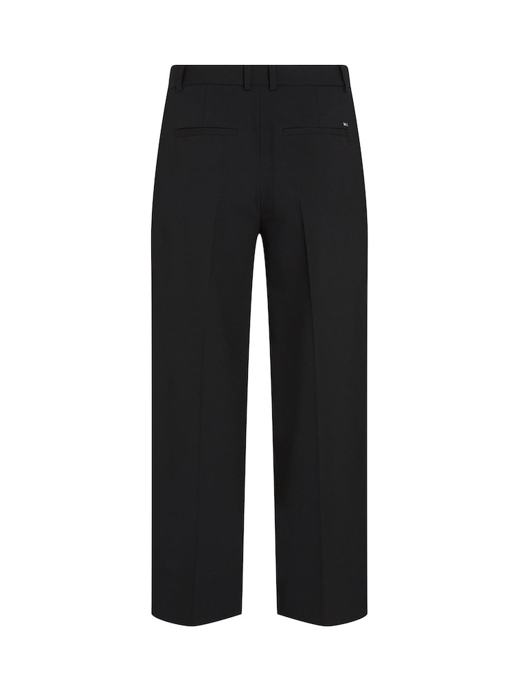 Tommy Hilfiger Black Low Waist Stretch Wide Leg Crop Trousers - Image 6 of 6