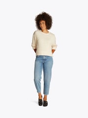 Tommy Hilfiger Cream Soft 100% Cotton Cable Crew Neck Jumper - Image 2 of 6