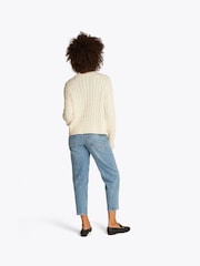 Tommy Hilfiger Cream Soft 100% Cotton Cable Crew Neck Jumper - Image 3 of 6