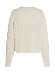 Tommy Hilfiger Cream Soft 100% Cotton Cable Crew Neck Jumper - Image 6 of 6