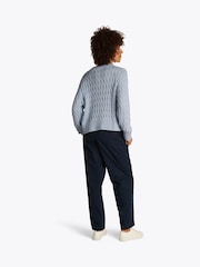 Tommy Hilfiger Grey Soft 100% Cotton Cable Crew Neck Jumper - Image 3 of 6