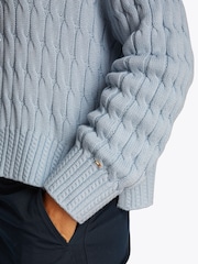 Tommy Hilfiger Grey Soft 100% Cotton Cable Crew Neck Jumper - Image 4 of 6