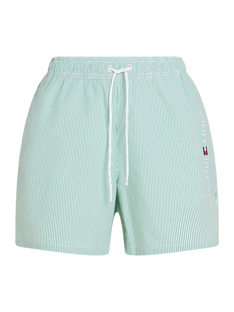 Tommy Hilfiger Green Medium Length Stripe Drawstring Swim Trunks - Image 4 of 5