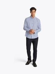 Tommy Hilfiger Light Blue Regular Fit Flex Poplin Stripe 100% Cotton Shirt - Image 2 of 7