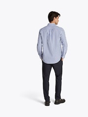 Tommy Hilfiger Light Blue Regular Fit Flex Poplin Stripe 100% Cotton Shirt - Image 3 of 7