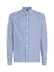 Tommy Hilfiger Light Blue Regular Fit Flex Poplin Stripe 100% Cotton Shirt - Image 5 of 7