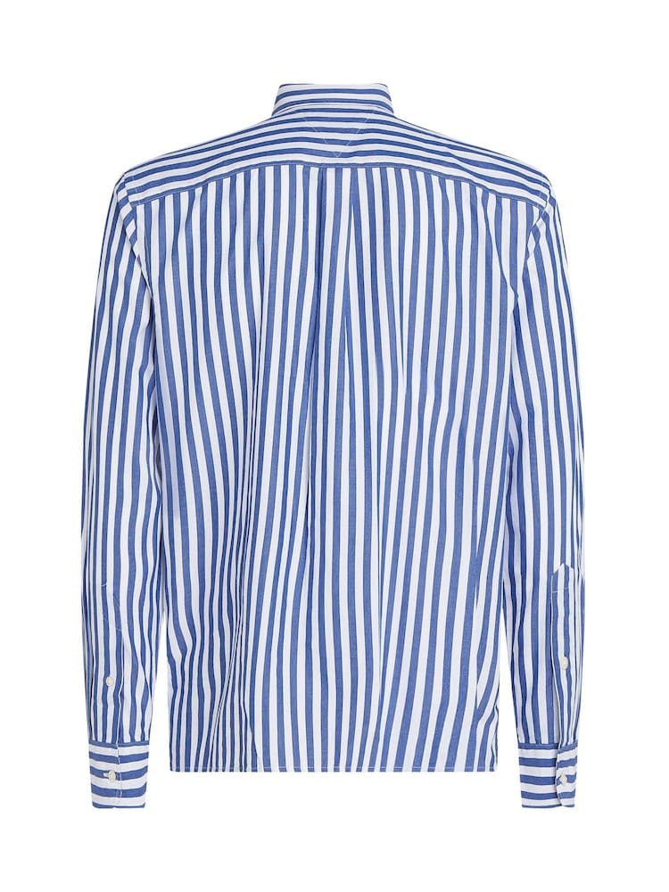 Bleu clair - Tommy Hilfiger Coupe classique Flex Chemise à rayures en popeline 100% coton - Image 5 of 6