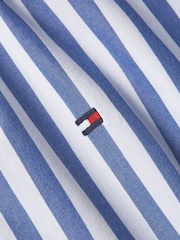 Tommy Hilfiger Light Blue Regular Fit Flex Poplin Stripe 100% Cotton Shirt - Image 7 of 7