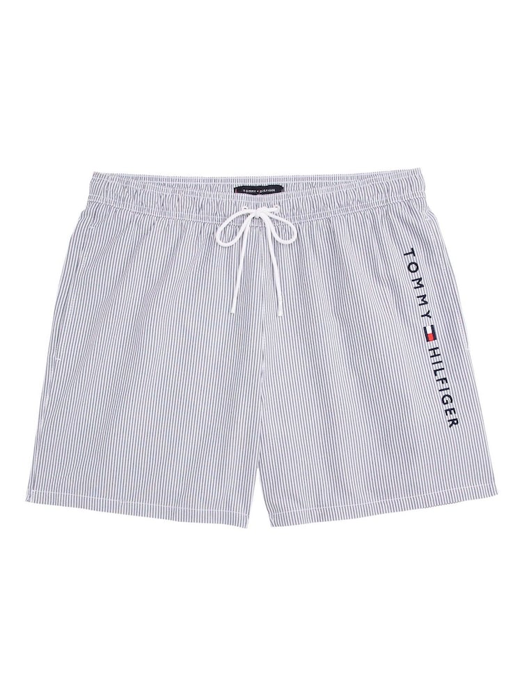 Tommy Hilfiger White Medium Length Stripe Drawstring Swim Trunks - Image 5 of 5