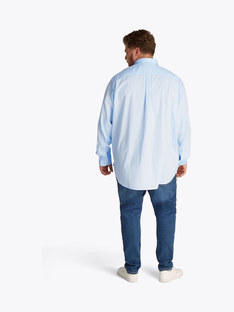 Tommy Hilfiger Blue Regular Fit Plus Flex Poplin 100% Cotton Shirt - Image 2 of 6