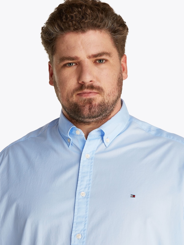 Tommy Hilfiger Blue Regular Fit Plus Flex Poplin 100% Cotton Shirt - Image 4 of 6