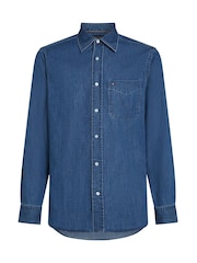 Tommy Hilfiger Blue Regular Fit Lightweight Denim 100% Cotton Shirt - Image 5 of 7