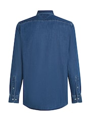 Tommy Hilfiger Blue Regular Fit Lightweight Denim 100% Cotton Shirt - Image 6 of 7