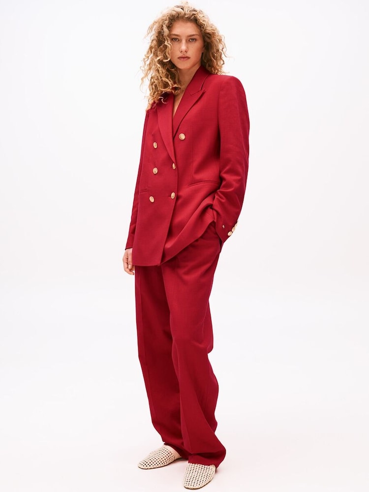 x Sofia Richie Grainge Double-Breasted Red Tommy Hilfiger x Sofia Richie Grainge Double-Breasted Red Blazer - Image 2 of 7