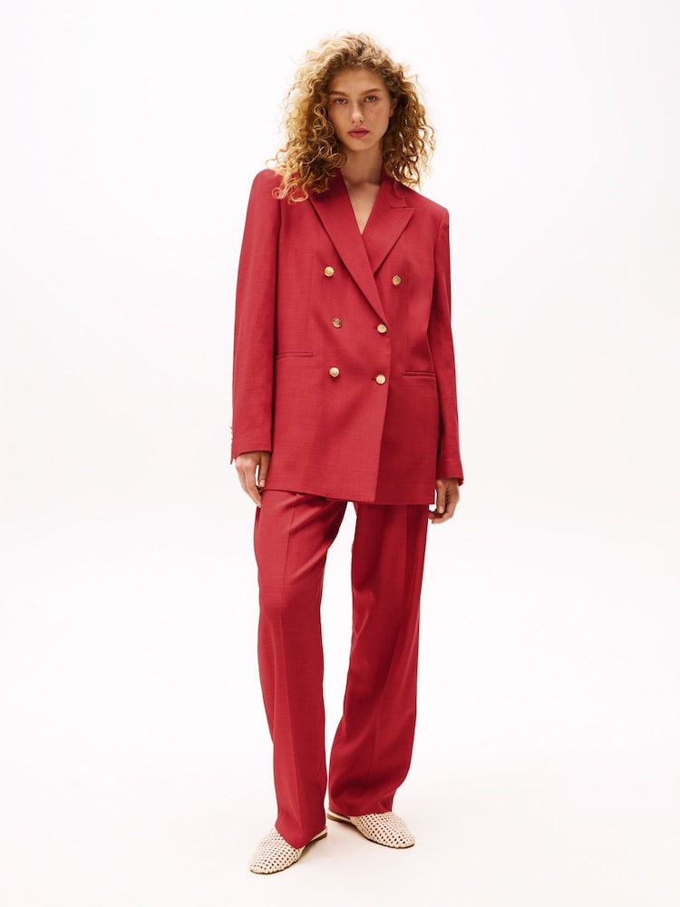 x Sofia Richie Grainge Double-Breasted Red Tommy Hilfiger x Sofia Richie Grainge Double-Breasted Red Blazer - Image 4 of 7