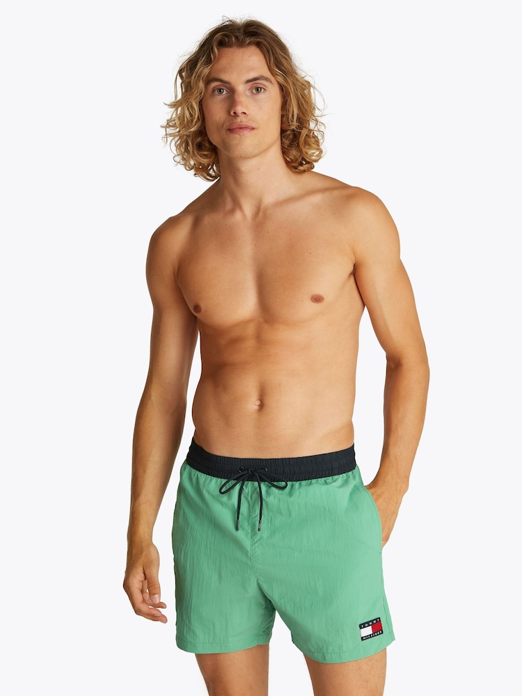 Tommy Hilfiger Green Medium Length Drawstring Swim Trunks - Image 1 of 4