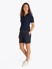 Tommy Hilfiger Blue Slim Rib Button Polo Short Sleeve Jumper - Image 2 of 6