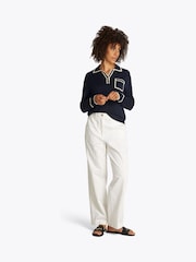 Tommy Hilfiger Blue Lyocell Silk Polo Long Sleeve Jumper - Image 3 of 8