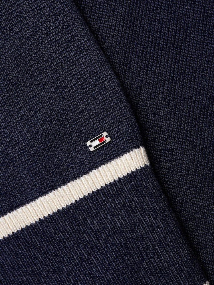Tommy Hilfiger Blue Lyocell Silk Polo Long Sleeve Jumper - Image 8 of 8