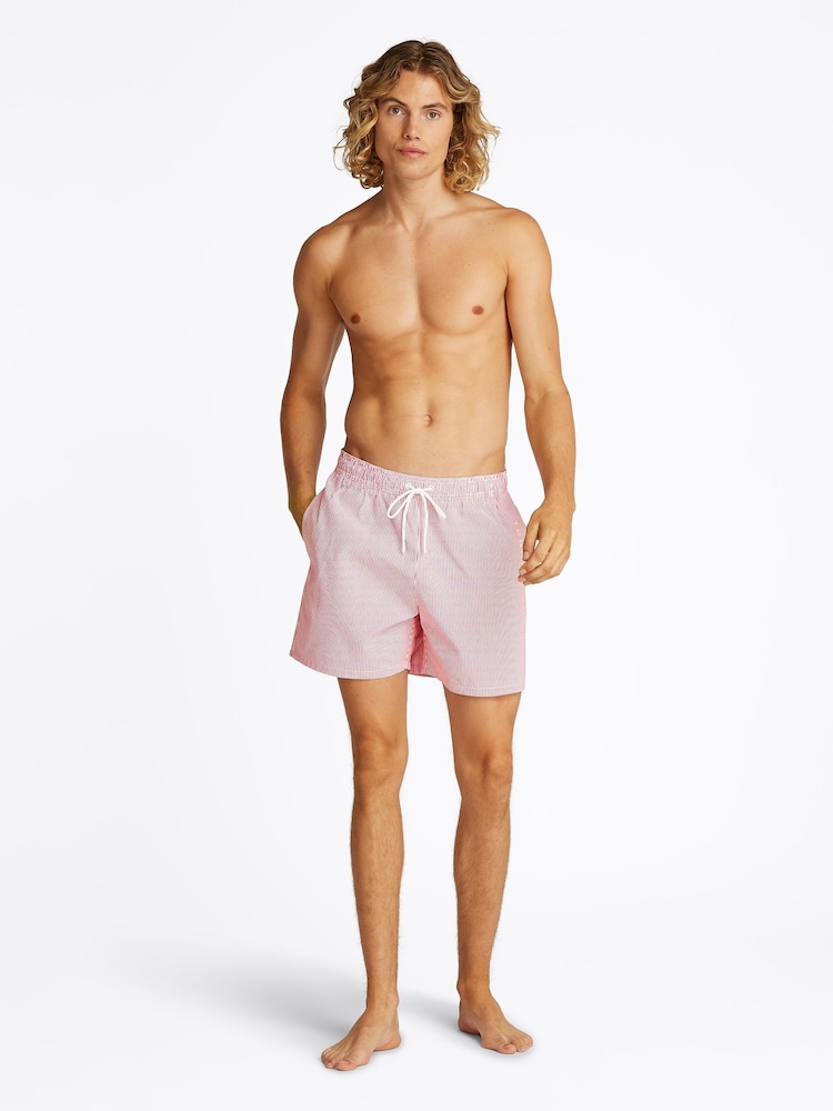 Tommy Hilfiger Pink Medium Length Stripe Drawstring Swim Trunks - Image 1 of 4