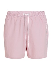 Tommy Hilfiger Pink Medium Length Stripe Drawstring Swim Trunks - Image 4 of 4