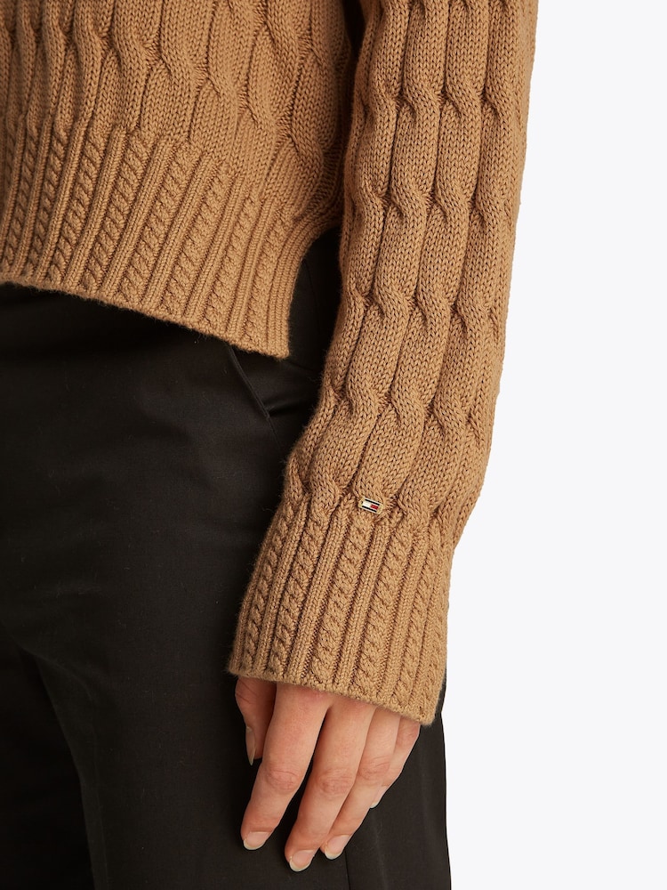 Tommy Hilfiger Natural Soft 100% Cotton Cable Crew Neck Jumper - Image 2 of 6