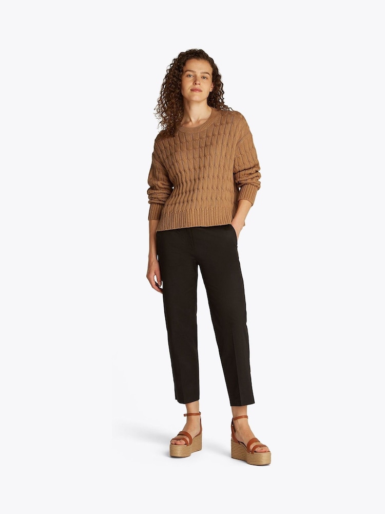 Tommy Hilfiger Natural Soft 100% Cotton Cable Crew Neck Jumper - Image 4 of 6