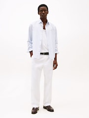 Tommy Hilfiger White Regular Fit Flex Poplin Stripe 100% Cotton Shirt - Image 2 of 6