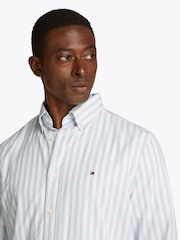 Tommy Hilfiger White Regular Fit Flex Poplin Stripe 100% Cotton Shirt - Image 5 of 6