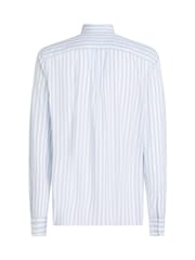 Tommy Hilfiger White Regular Fit Flex Poplin Stripe 100% Cotton Shirt - Image 7 of 7