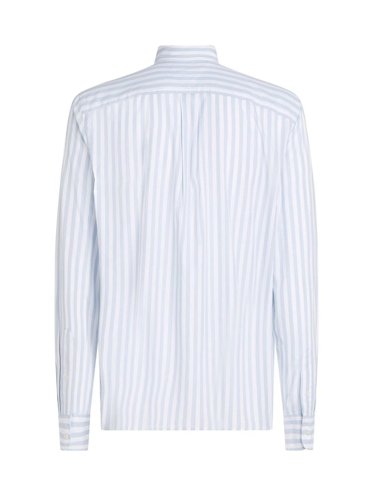Tommy Hilfiger White Regular Fit Flex Poplin Stripe 100% Cotton Shirt - Image 7 of 7