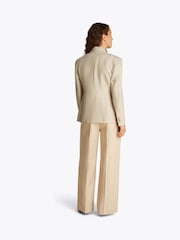Tommy Hilfiger Cream Slim Linen Mix Double Breasted Blazer - Image 3 of 6