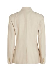 Tommy Hilfiger Cream Slim Linen Mix Double Breasted Blazer - Image 6 of 6