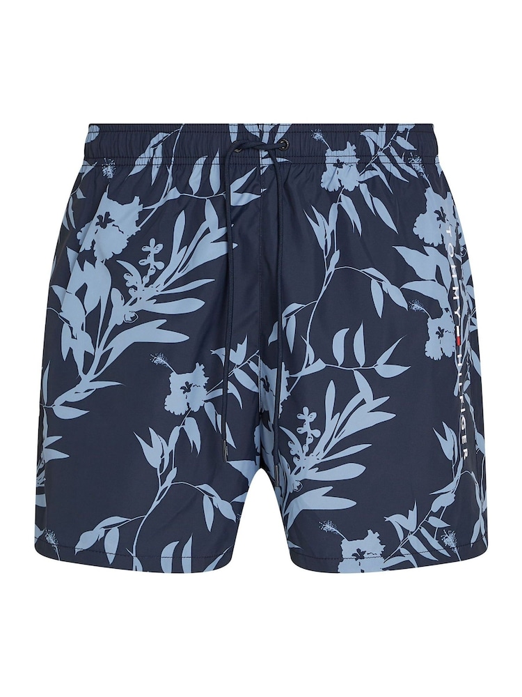 Tommy Hilfiger Blue Medium Length Print Drawstring Swim Shorts - Image 5 of 5