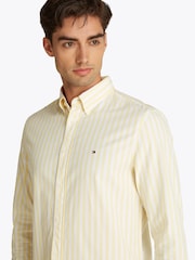 Tommy Hilfiger Cream Regular Fit Flex Poplin Stripe 100% Cotton Shirt - Image 4 of 6