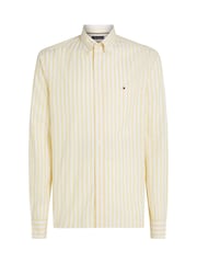 Tommy Hilfiger Cream Regular Fit Flex Poplin Stripe 100% Cotton Shirt - Image 5 of 6