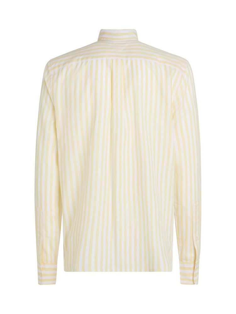 Tommy Hilfiger Cream Regular Fit Flex Poplin Stripe 100% Cotton Shirt - Image 6 of 6