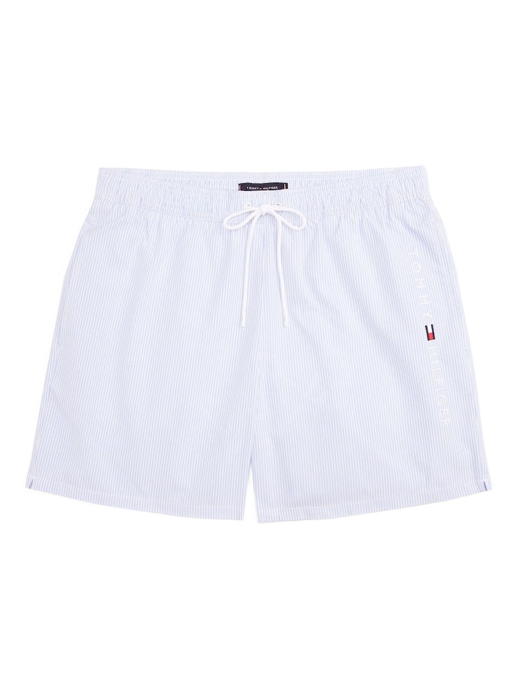 Tommy Hilfiger Blue Medium Length Stripe Drawstring Swim Trunks - Image 5 of 5 Tommy Hilfiger Blue Medium Length Stripe Drawstring Swim Trunks - Image 5 of 5