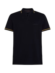 Tommy Hilfiger Blue Open Collar Tipped Short Sleeve 100% Cotton Polo Shirt - Image 5 of 6