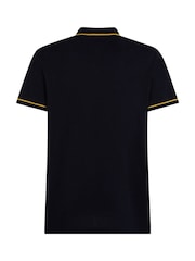 Tommy Hilfiger Blue Open Collar Tipped Short Sleeve 100% Cotton Polo Shirt - Image 6 of 6