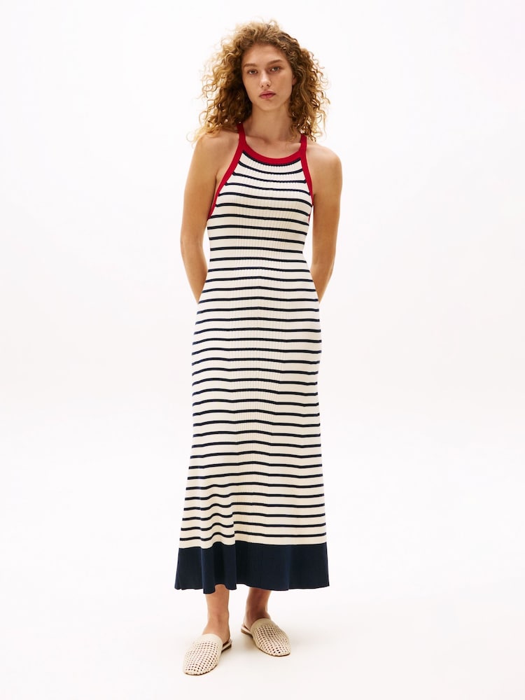 Tommy Hilfiger Cream x Sofia Richie Grainge Stripe Knit Dress - Image 1 of 4