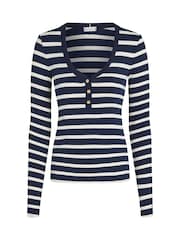 Tommy Hilfiger Blue Slim Long Sleeve Henley Top - Image 5 of 6