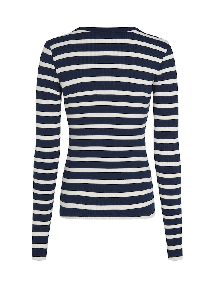 Tommy Hilfiger Blue Slim Long Sleeve Henley Top - Image 6 of 6