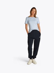 Синий - Tommy Hilfiger Slim Crew Neck Short Sleeve 100% Cotton T-Shirt - Image 2 of 6