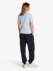 Синий - Tommy Hilfiger Slim Crew Neck Short Sleeve 100% Cotton T-Shirt - Image 3 of 6
