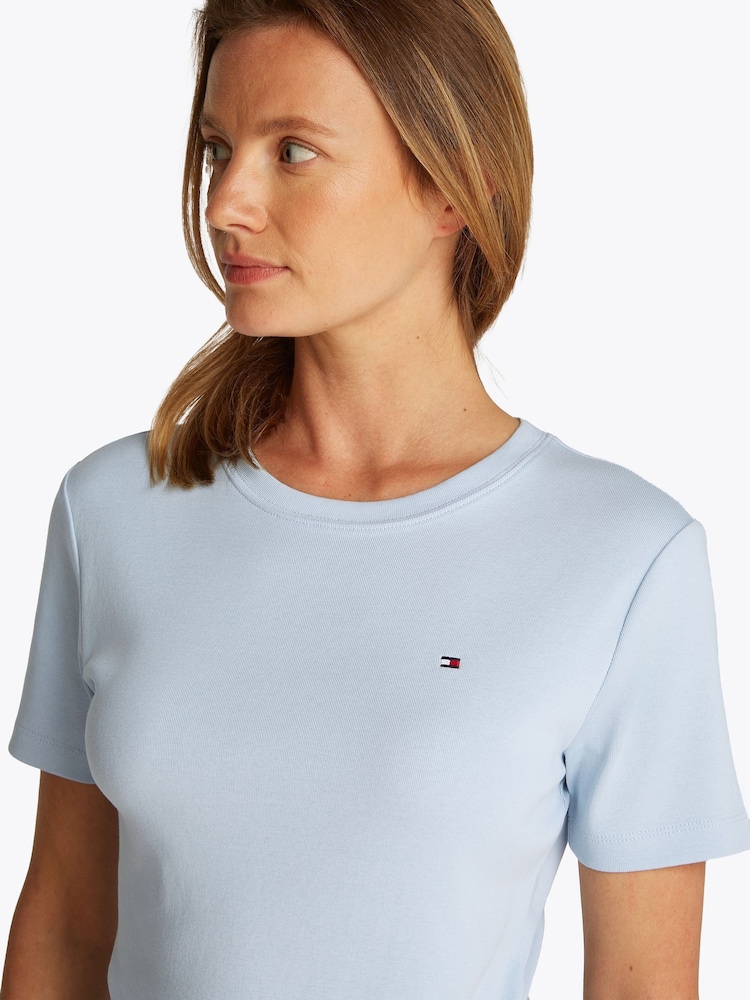 Tommy Hilfiger Blue Slim Crew Neck Short Sleeve 100% Cotton T-Shirt - Image 4 of 6