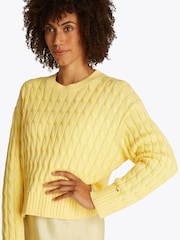 Tommy Hilfiger Red Soft 100% Cotton Cable Crew Neck Jumper - Image 2 of 7