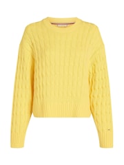 Tommy Hilfiger Red Soft 100% Cotton Cable Crew Neck Jumper - Image 5 of 7