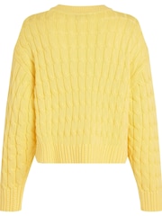 Tommy Hilfiger Red Soft 100% Cotton Cable Crew Neck Jumper - Image 6 of 7